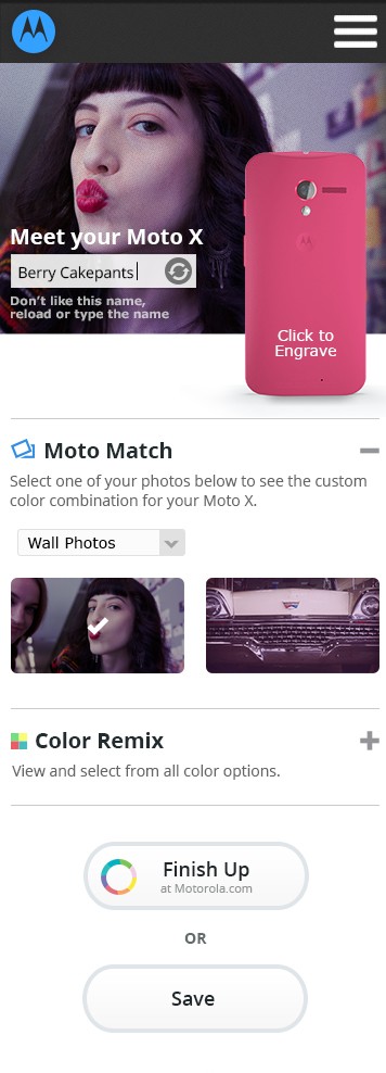 Moto Match Remix Mobile Experience